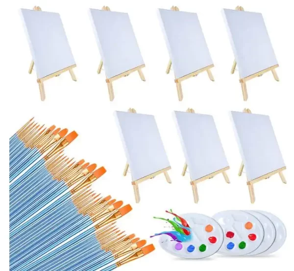 A set of enchanting easels and paints.