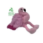 A pink flamingo stuffed animal is sitting on a white background, perfect for a Texas-themed party rental.